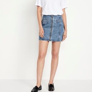 Old Navy Light Blue Denim Zip-Front Mini Skirt sz 12